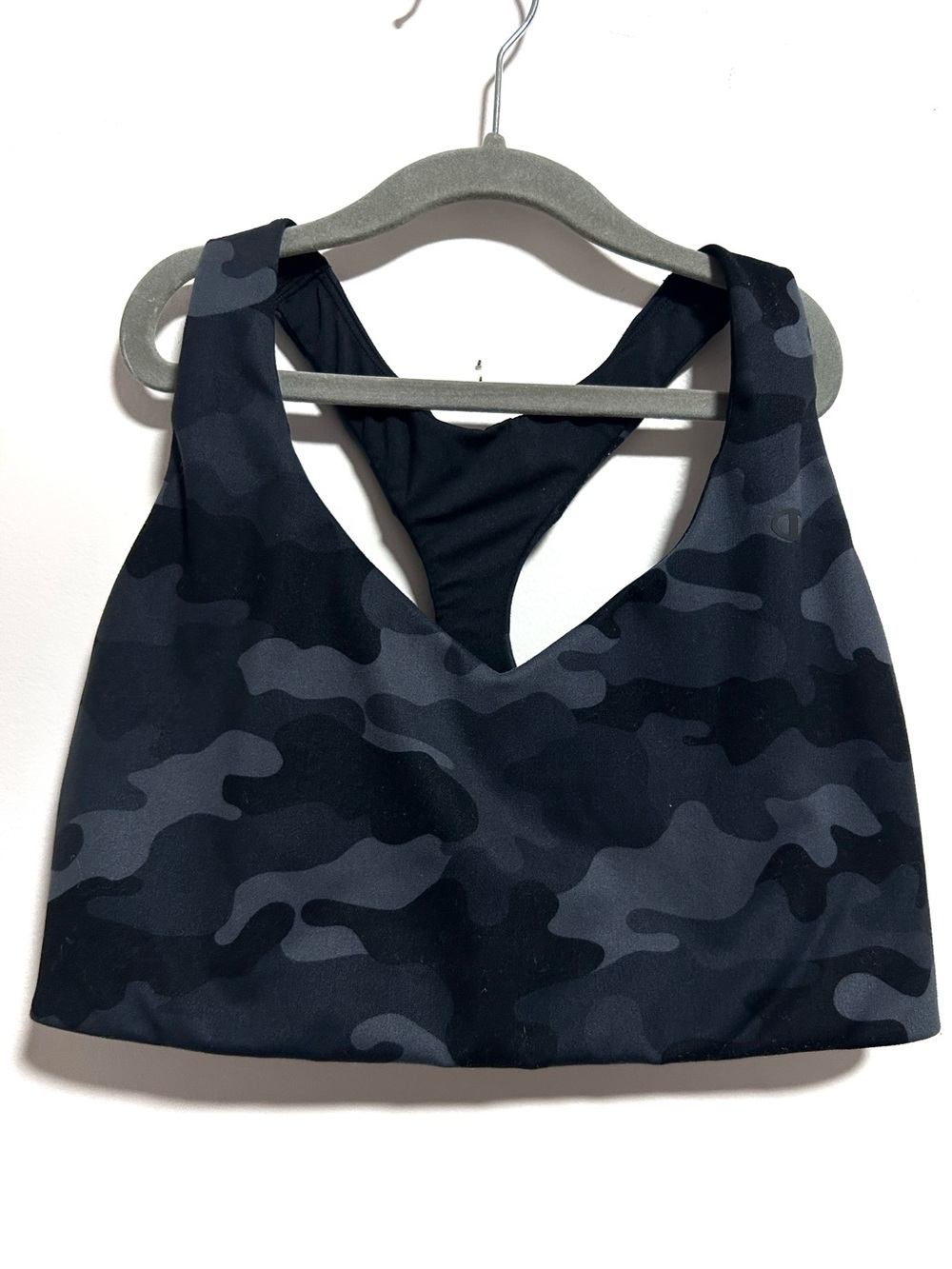 Champion Racerback Sports Bra Women’s Large Camo Black Gray